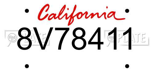 8V78411 California License Plate