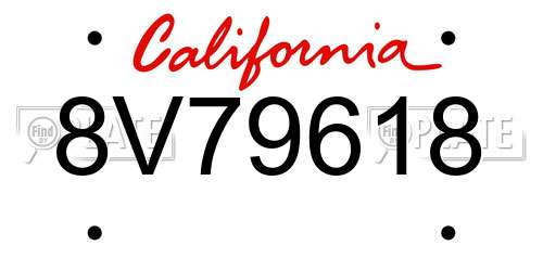 8V79618 California License Plate