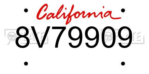 8V79909 California License Plate