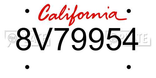 8V79954 California License Plate