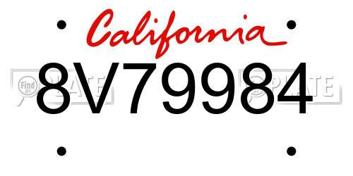 8V79984 California License Plate