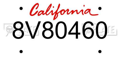 8V80460 California License Plate
