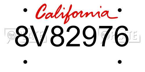 8V82976 California License Plate