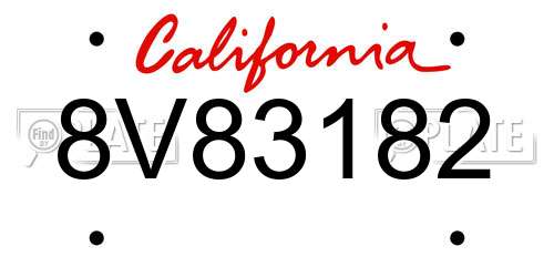 8V83182 California License Plate