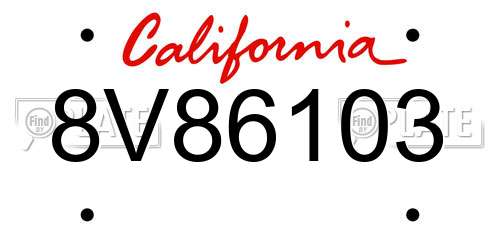 8V86103 California License Plate