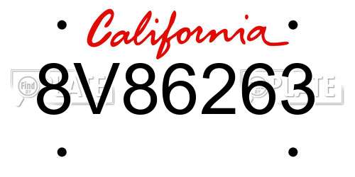 8V86263 California License Plate