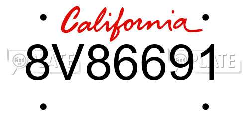 8V86691 California License Plate