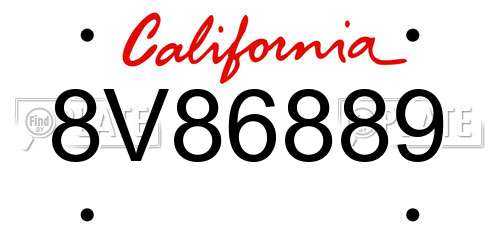 8V86889 California License Plate