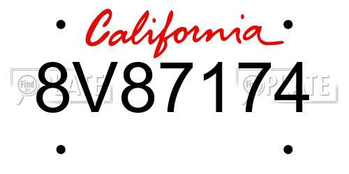 8V87174 California License Plate