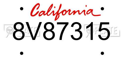 8V87315 California License Plate