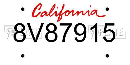 8V87915 California License Plate