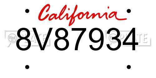 8V87934 California License Plate