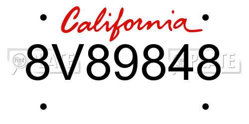 8V89848 California License Plate