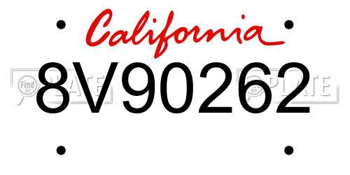 8V90262 California License Plate