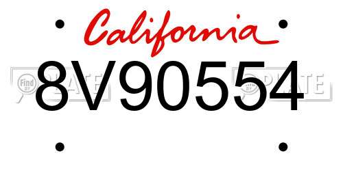 8V90554 California License Plate