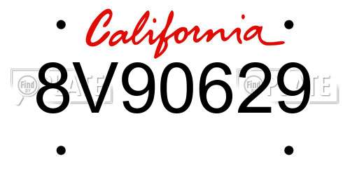 8V90629 California License Plate
