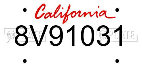 8V91031 California License Plate