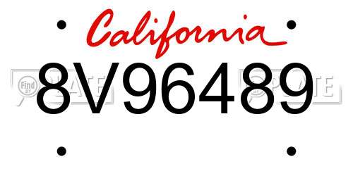 8V96489 California License Plate