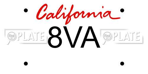 8VA California License Plate