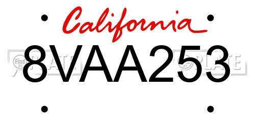 8VAA253 California License Plate
