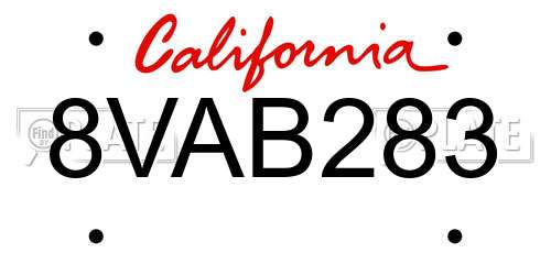 8VAB283 California License Plate