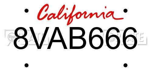 8VAB666 California License Plate