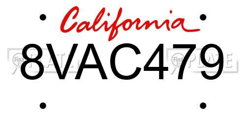 8VAC479 California License Plate