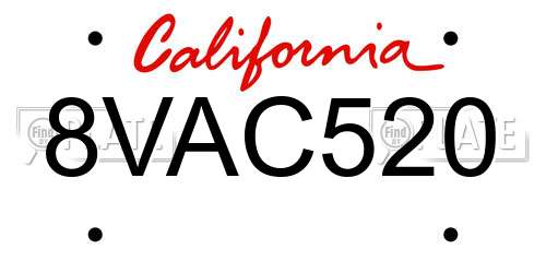 8VAC520 California License Plate