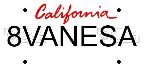 8VANESA California License Plate