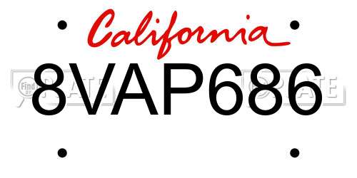 8VAP686 California License Plate