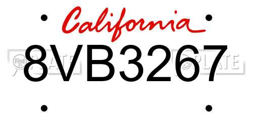 8VB3267 California License Plate