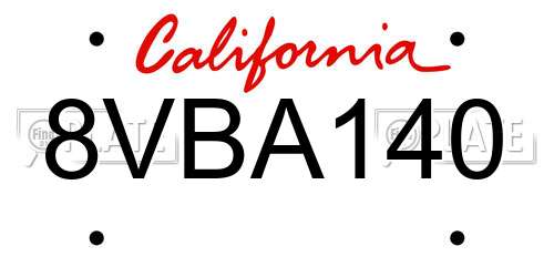 8VBA140 California License Plate