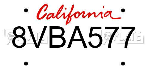 8VBA577 California License Plate
