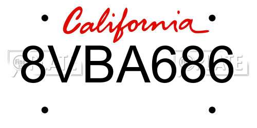 8VBA686 California License Plate
