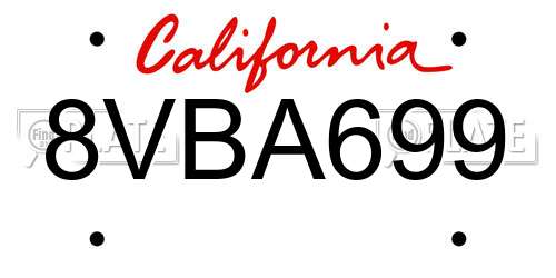 8VBA699 California License Plate