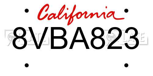 8VBA823 California License Plate