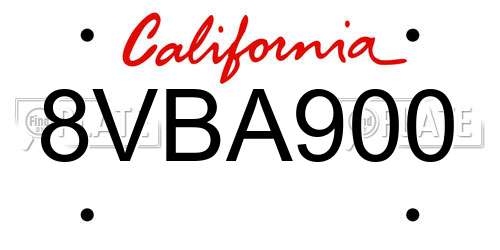 8VBA900 California License Plate