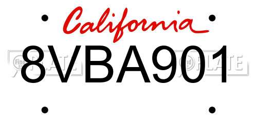 8VBA901 California License Plate