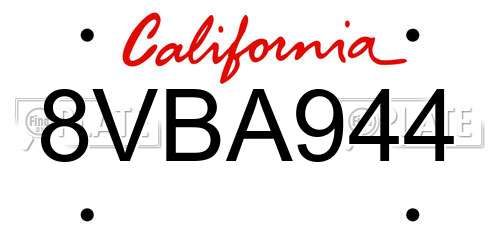 8VBA944 California License Plate