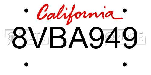 8VBA949 California License Plate