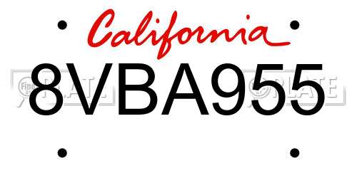 8VBA955 California License Plate