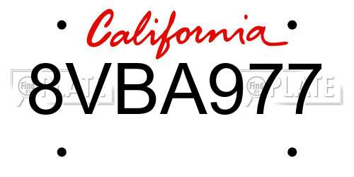 8VBA977 California License Plate