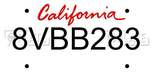 8VBB283 California License Plate