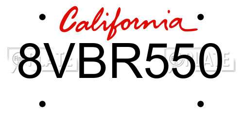 8VBR550 California License Plate