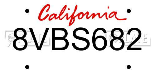 8VBS682 California License Plate