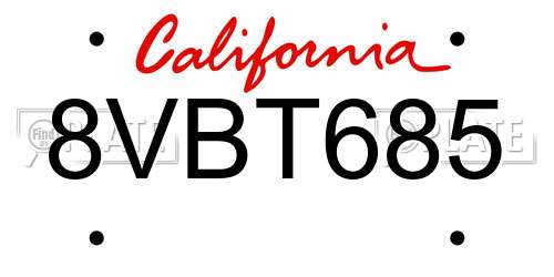 8VBT685 California License Plate