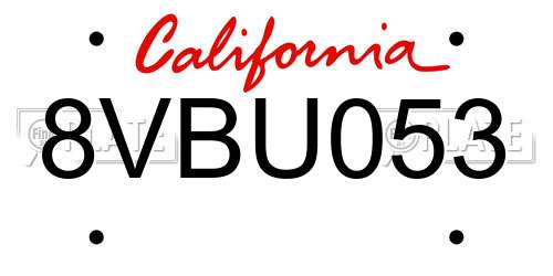 8VBU053 California License Plate