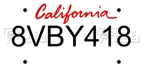 8VBY418 California License Plate
