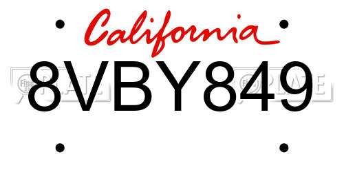 8VBY849 California License Plate
