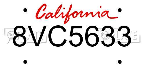8VC5633 California License Plate
